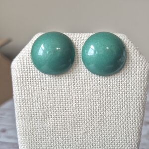 NWT Vintage 1980s Green Button Earrings